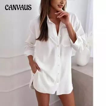 Весна и осень женская мода свободная с длинным рукавом V-образным вырезом с принтом женская рубашка S чёрный