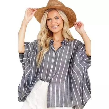 Весна и осень женская новая свободная рубашка большого размера с рукавами «летучая мышь» S