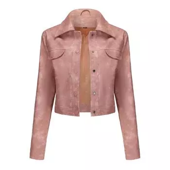 Весна и осень женская новая тонкая кожаная куртка с множеством карманов кардиган повседневная куртка модное пальто S