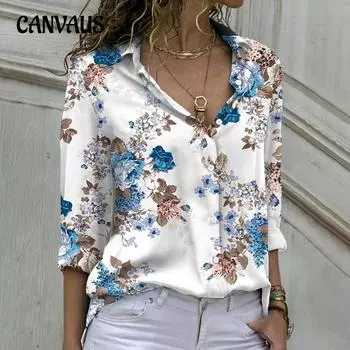 Весна и осень женская рубашка больших размеров с модным принтом и длинным рукавом свободная рубашка S фиолетовый