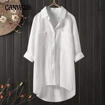 Весна и осень женская рубашка больших размеров в повседневном стиле, однотонная рубашка с двумя карманами и длинными рукавами, темпераментный топ