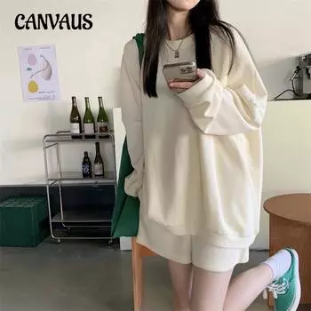 Весна и осень Женская толстовка больших размеров, однотонный свободный топ Tide M чёрный