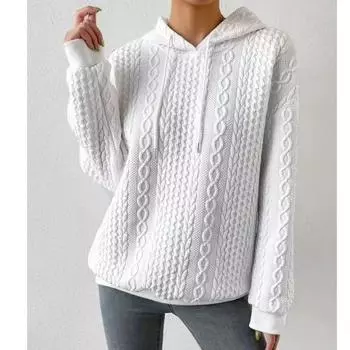 Весна и осень женская толстовка с капюшоном модная толстовка женская с длинным рукавом свободная толстовка с капюшоном S белый