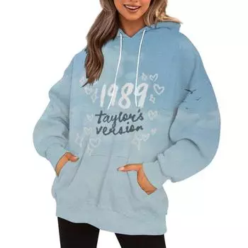 Весна и осень женская толстовка с капюшоном с 3D-печатью английских букв, модная свободная толстовка с длинными рукавами и капюшоном, уличная одежда S