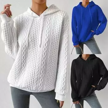 Весна и осень женская толстовка с капюшоном модная толстовка женская с длинным рукавом свободная толстовка с капюшоном S белый