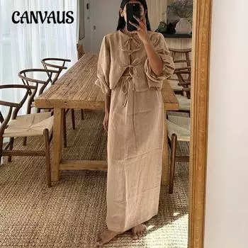 Весна и осень женская винтажная одежда для чая, комплект с рубашкой и рукавами-фонариками, костюм с полуюбкой S хаки