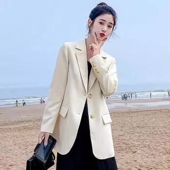 Весна и осень женский маленький блейзер корейский стиль свободный новый повседневный костюм костюм британский стиль топ S