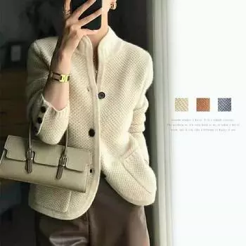 Весна и осень женский свитер со стоячим воротником женский утолщенный кардиган свитер свободная трикотажная основа свитер куртка XXXL серый