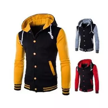 Весна и осень зима новая бейсбольная рубашка с капюшоном мужская куртка приталенный кардиган короткая бархатная толстовка с капюшоном S белый