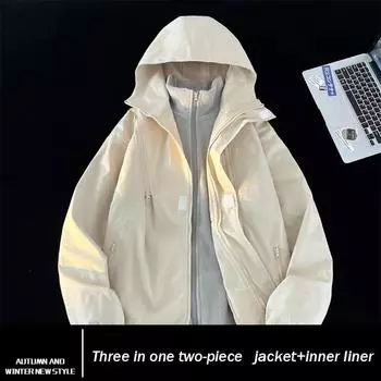 Весна и осень зима новая мужская куртка штурмовика 3 в 1 с усовершенствованной красивой водонепроницаемой и ветрозащитной функцией, уличная свободная куртка S чёрный