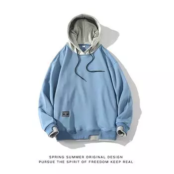 Весна и осень зима новая толстовка с капюшоном мужская модная брендовая поддельная двухкомпонентная универсальная молодежная одежда модное свободное пальто мужское S серый