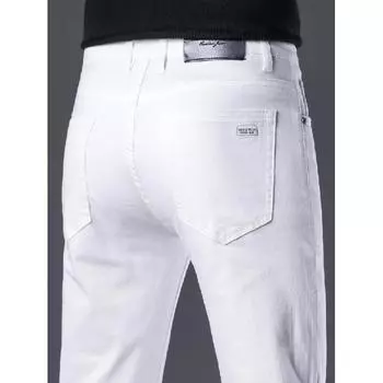 Весна и осень зима новые мужские обычные джинсы облегающие прямые эластичные деловые универсальные длинные брюки 28