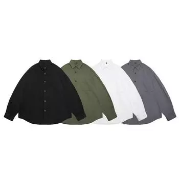 Весна и осень зима винтажная американская рубашка с длинными рукавами мужская японская ретро рабочая одежда пальто модный повседневный топ M белый