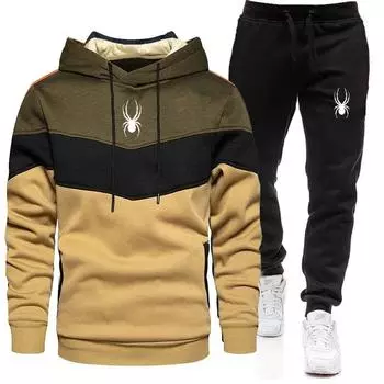 Весна и зима 2024 года. Мужчины и женщины могут носить свитер Lovers с капюшоном + спортивные штаны. Двухкомпонентный костюм для фитнеса в стиле хип-хоп. S