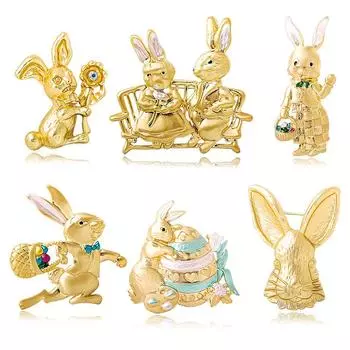 Весна и зима ретро брошь кролик женский милый корсаж мультфильм животное японская булавка шелковый шарф пряжка аксессуары
