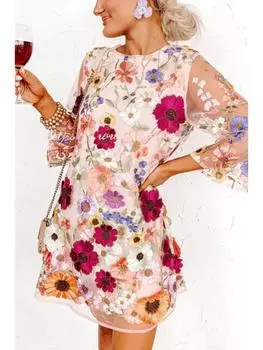 Весна/лето 2023 г. европейское и американское женское 3D-цветочное модное короткое сексуальное платье X-Large розовый