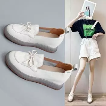 Весна/лето 2024 г. Женские белые кроссовки из коровьей кожи на платформе — повседневная спортивная обувь с толстой подошвой, визуально увеличивающая рост 35 грязно-белый