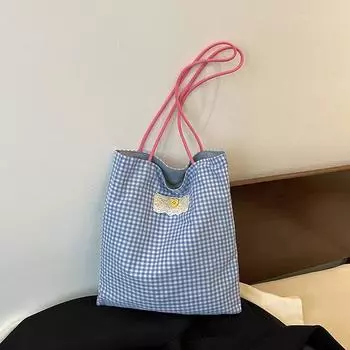 Весна/лето 2024 года. Новый дизайн Dopamine Small Grid для шопинга. Свежая и художественная сумка через плечо для поездок на работу для женщин.