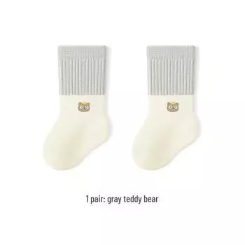 Весна/Лето 2025 Детские Мультяшные Хлопковые Гольфы до Середины Икры с Цветными Блоками - Мягкий Бесшовный Дизайн для Новорожденных M (1-3 years)