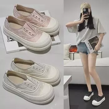 Весна/лето 2025 г. Женские мокасины на толстой подошве с милым круглым носком и принтом 39 чёрный