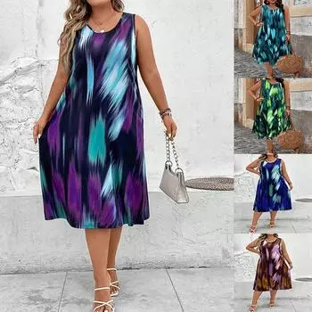 Весна/лето 2025 года, модное женское платье больших размеров с принтом в европейском/американском стиле 4XL вино красного