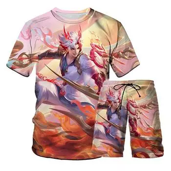 Весна-лето 3D-печать модная футболка с короткими рукавами шорты комплект для мужчин спортивная одежда мужские костюмы S