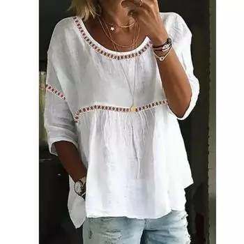 Весна-лето, белая розовая женская блузка, модные полые блузки, повседневные свободные милые женские хлопковые льняные топы XXL белый