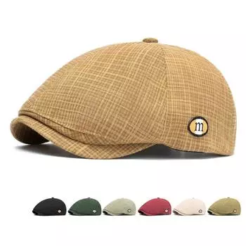 Весна Лето Берет Мужчины Женщины Клетчатая Кепка Газетчика Кепка Художника Кепка Форвард чёрный
