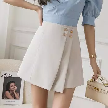 Весна/лето, брюки-юбка с надписью «А-слово», широкие шорты с металлическими пуговицами «Джокер», юбка для женщин S