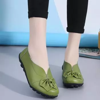 Весна Лето Цветок Мамы Туфли Удобные Bean Женские Плоские Туфли Всесезонные Женские Плоские Туфли 43EU/CN44 бежевый