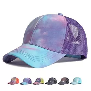 Весна-Лето для мужчин и женщин дышащая сетчатая бейсболка Кепка с градиентом Бейсбольная кепка с хвостиком Спорт на открытом воздухе Пляжная кепка Snapback Hat 55-60cm оранжевый