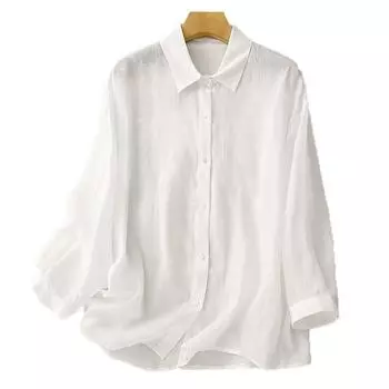 Весна-лето, художественный свободный крой, утягивающий наряд, защита от солнца, повседневная рубашка с рукавами семь четвертей, топ для женщин M