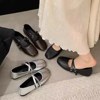 Весна Лето Элегантные Ретро Мэри Джейн Повседневные Туфли На Плоской Подошве Модные Мягкие Удобные Балетки Женские Chaussure Femme 39EU/CN40