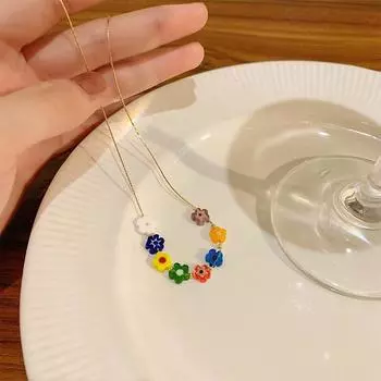 Весна Лето Красочные Цветы Ожерелье Ключица Цепь Милый Кулон Подарок На День Рождения Для Женщин Изящные Украшения