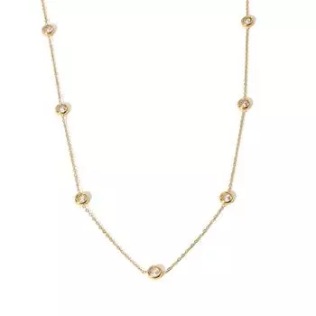 Весна/лето Круглое ожерелье из нержавеющей стали с белым цирконием Легкая роскошная цепочка на ключицу из титановой стали премиум-класса Furnace real gold