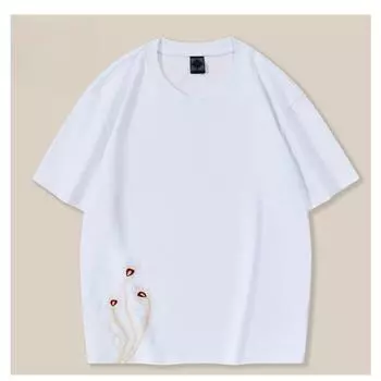 Весна-лето, круглый вырез, свободный размер, китайский шик, вышивка Феникс, хлопковые футболки с коротким рукавом, мужские M