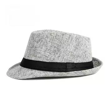 Весна-лето Льняная шляпа высокого качества в британском стиле в стиле джаз, шляпа от солнца для женщин и мужчин среднего возраста, фетровая шляпа для свадебной вечеринки, подарок папе серый