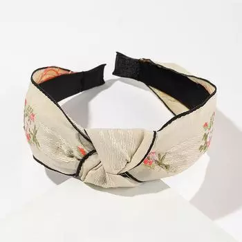 Весна Лето Милая Повязка на Голову с Вышивкой Цветами для Женщин Девочек Повседневный Шоппинг Вечеринка Путешествия Головной Убор Прекрасный Бант Узел Обруч для Головы