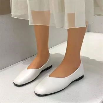 Весна-лето, мода, новые повседневные туфли на плоской подошве с дышащим носком, элегантные простые женские туфли с квадратным носком и низким каблуком 35