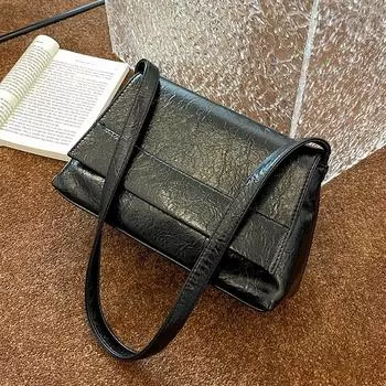 Весна-лето Модные женские сумки под мышками Высококачественная текстурированная простая сумка на одно плечо Однотонная женская сумка (20cm<Max Length<30cm)