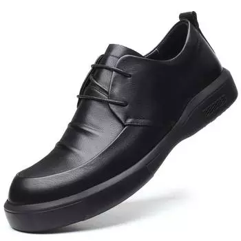 Весна/лето Мужская новая мягкая кожаная обувь для отдыха Корейская модная кожаная обувь Мужская низкая кожаная внутренняя высокая мужская обувь 44