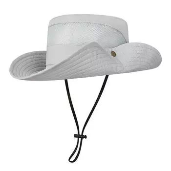 Весна-лето Мужская уличная шляпа с большими полями, солнцезащитный крем для рыбалки, дышащая сетка, альпинизм, рыбалка, складная быстросохнущая кепка светло-серый