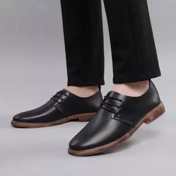 Весна/лето Мужские брендовые повседневные туфли из натуральной кожи, модные классические черные удобные кожаные туфли со шнуровкой 37
