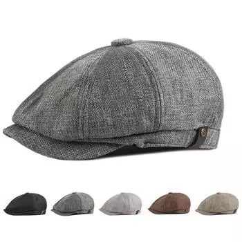 Весна-лето, мужской восьмиугольный берет в елочку, кепка газетчика в стиле ретро, плоские кепки в британском стиле, дышащие береты чёрный