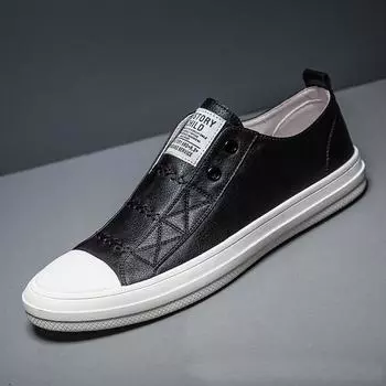 Весна-лето натуральная кожа черно-белые туфли мужские повседневные туфли без застежек мягкие плоские фирменные туфли из коровьей кожи крутая уличная обувь для молодых мужчин 39 белый