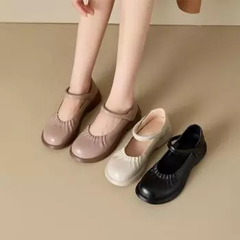 Весна-лето, натуральная кожа, женская обувь Mary Jane Flat, брендовая женская повседневная обувь, черный, белый, размер плюс 41 34 бежевый
