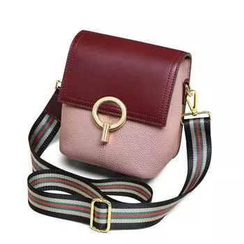 Весна/лето Натуральная кожаная сумка через плечо с широким ремешком Симпатичная сумка-ведро Женская сумка через плечо светло-синий