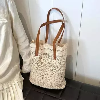 Весна Лето Новая Ретро Ins Сумка Через Плечо Fairy Gas Кружевная Ткань Портативная Сумка Через Плечо Niche Design Универсальная Сумка
