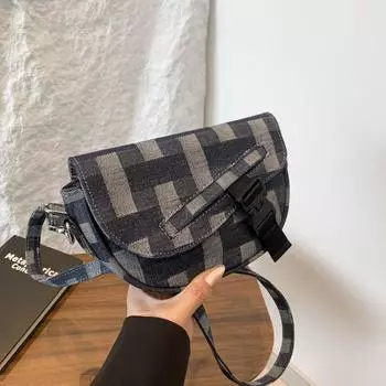 Весна/лето Новинка Американская ретро-сумка-седло Сумка через плечо Сумка-мешок унисекс Джинсовая ткань Спорт