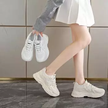 Весна Лето Новое поступление однотонные сетчатые женские туфли с увеличенными перекрестными ремешками модные дышащие вулканизированные туфли НЕТ:2996 г. 35